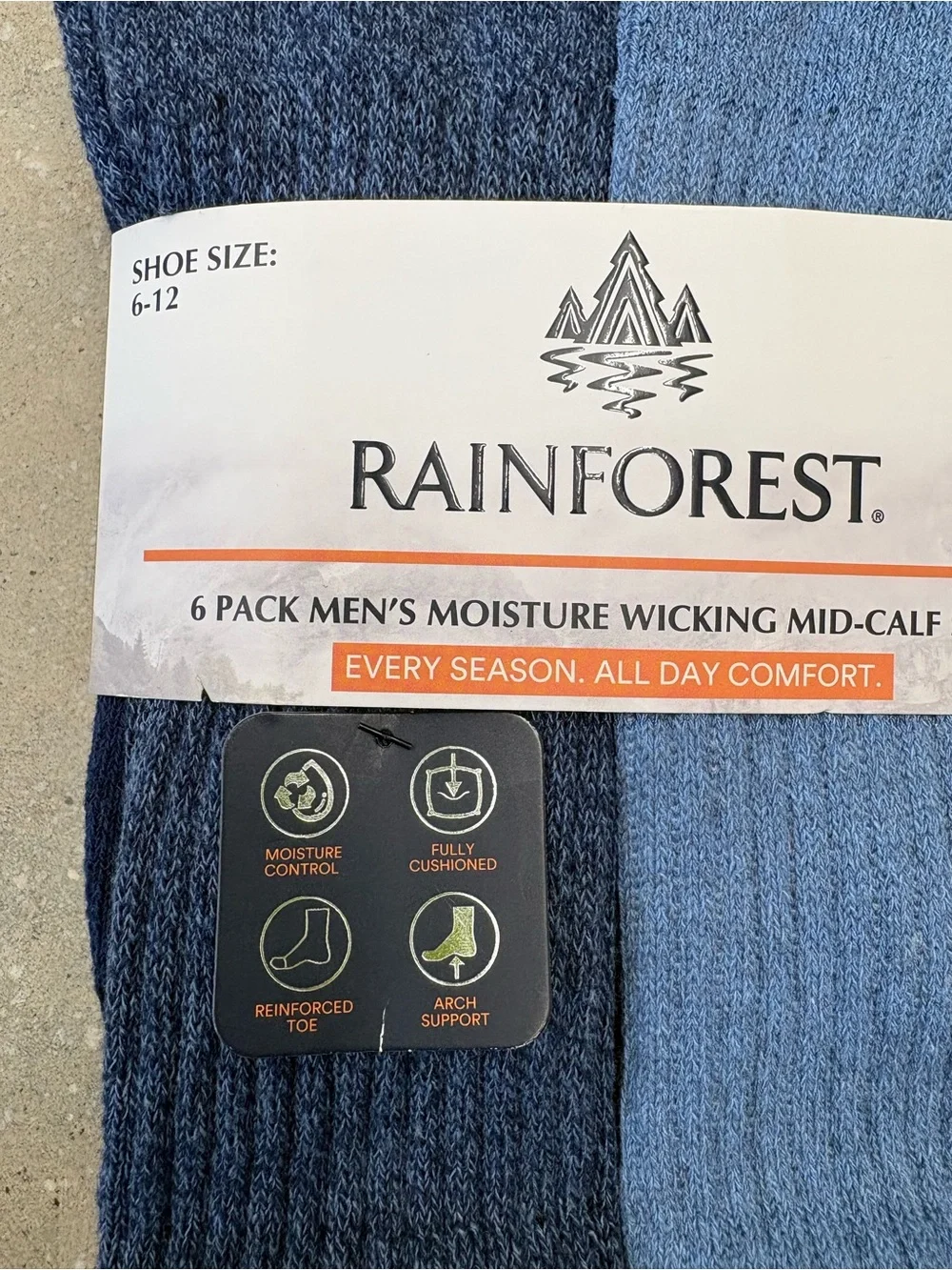 RAINFOREST Men's Mid-Calf Socks - Navy & Light Blue (Pair)